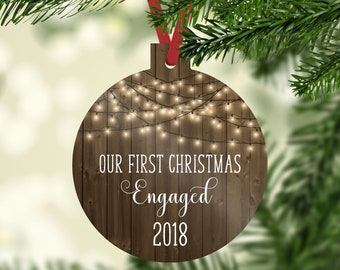 our first christmas engaged 2018 ornament faux wood background farmhouse white christmas lights rustic christmas ornaments 2018 ornament - Rustic Christmas Ornaments our first christmas engaged 2018 ornament faux wood background farmhouse white christmas lights rustic christmas ornaments 2018 ornament - Rustic Christmas Ornaments