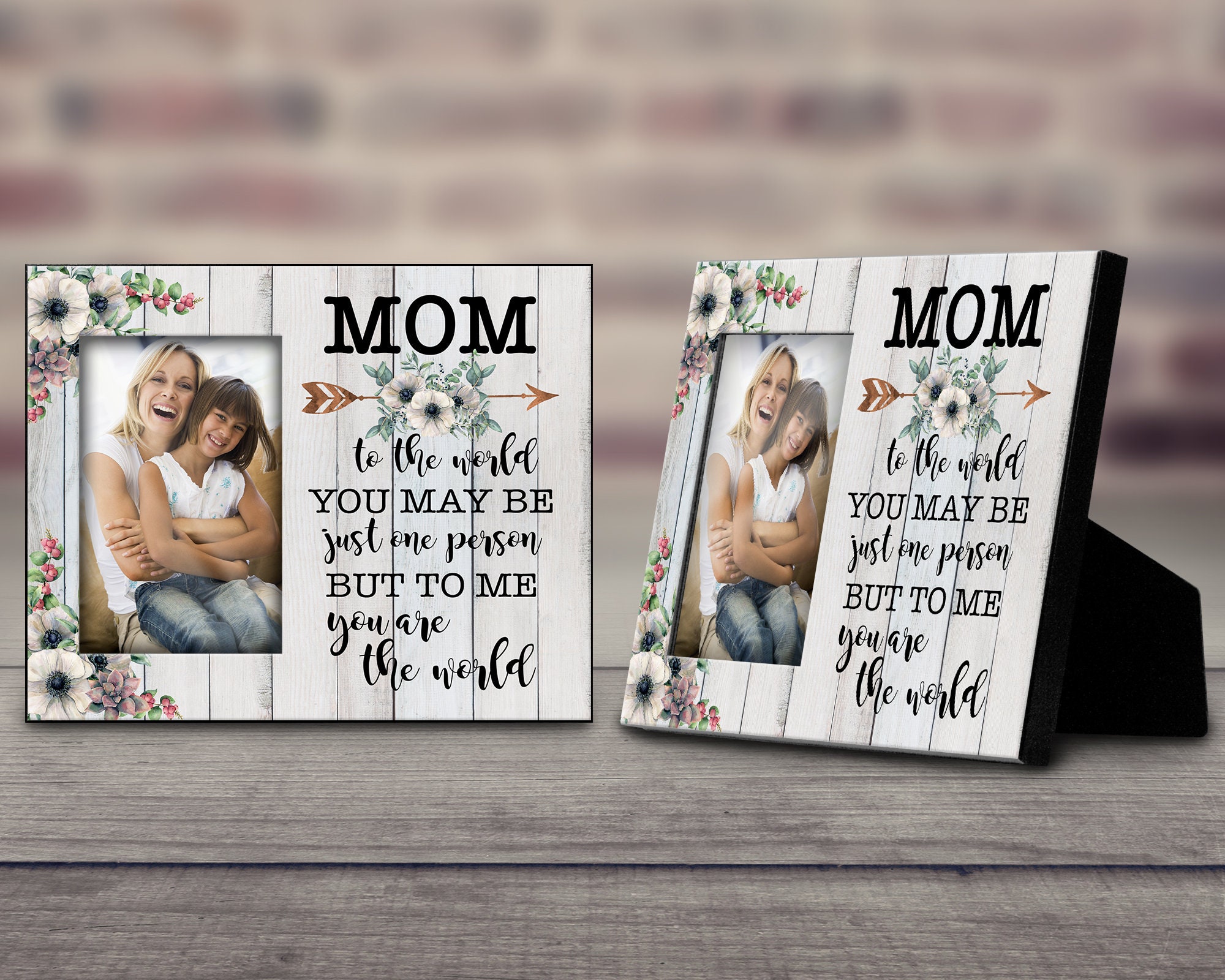 Personalized Mom Picture Frame Mom You Are the World Mothers Etsy