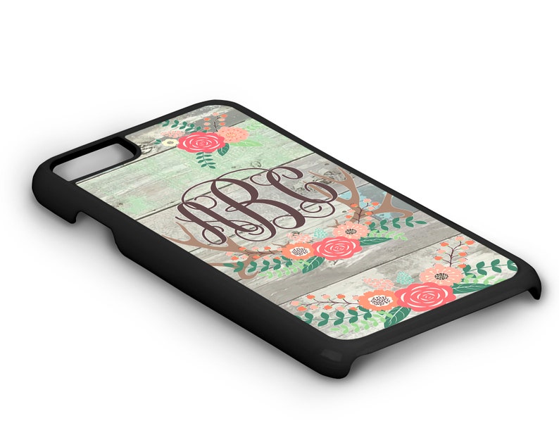 Personalized Monogram Phone Case Boho Floral Antlers Weathered Etsy