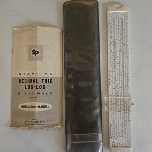 Dezimal Rechenschieber #594 in Plastikhülle mit Anleitung (Anleitung) Vintage Rechenschieber aus den 1970er Jahren