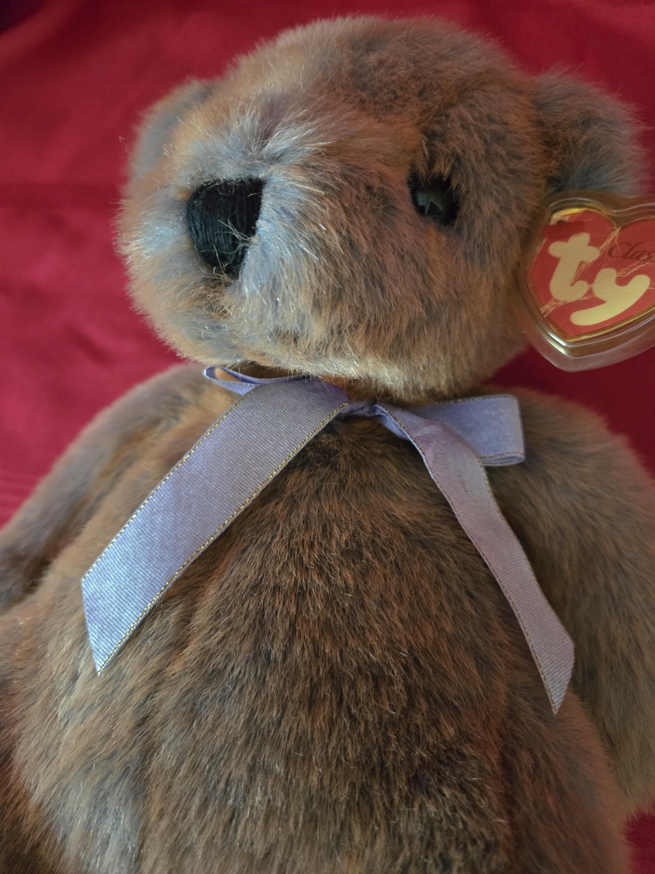Ty Inc Classic 2000 Penny Bear, Rust/grey Mix Fur, Silver/gold