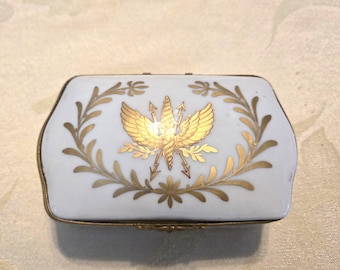 VINTAGE Artoria Limoges France Egg Shape Hinged Trinket Boxes-2.5