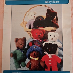 May include: A pattern for knitting and felting eight baby bears. The pattern is called "Baby Bears" and is from Fiber Trends, FT-201. The bears are shown in a basket and on a blue blanket.