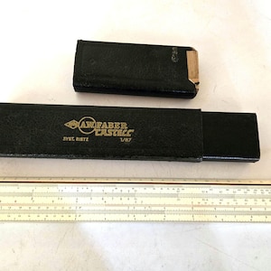 A.W. Faber-Castell Syst Rietz 1/87 Rechenschieber im Prägekarton Etui Holzkonstruktion Made in Germany Vintage Rechenwerkzeug