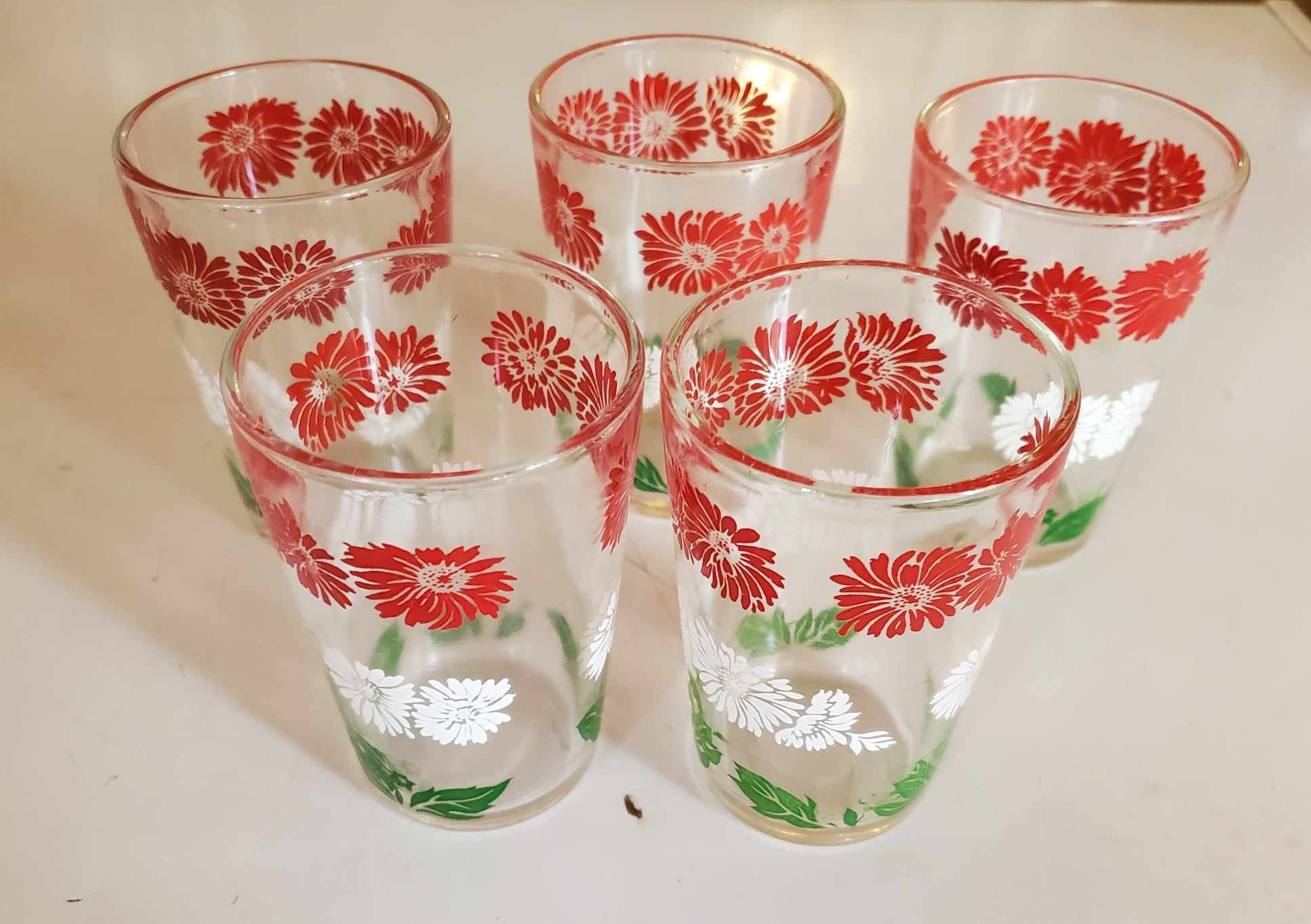 Hazel Atlas Swanky Swig Glass: 1930s Floral Juice Glass, 4 Oz - Etsy