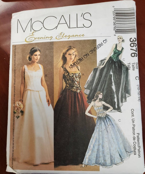 Mccall s Evening Elegance 3676 Size 10 12 14misses Misses Petite