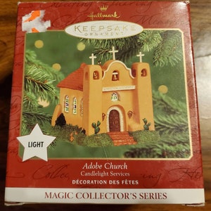 Hallmark Keepsake Ornament Adobe Church light up tree ornament 2000 sculpted by Ed Seale 3rd in The Candlelight Series original box