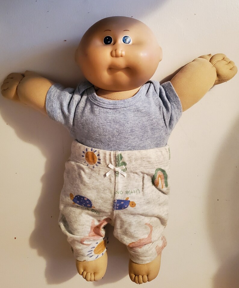 Coleco Inc Cabbage Patch Kids Preemie 1985, bald, blue eyes, Coleco Industries Inc redressed in onesie & pants, good condition image 1