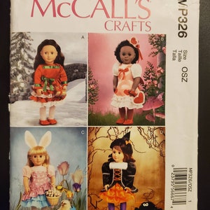 Mccall's Crafts MP326 ongesneden naaipatroon voor het maken van vakantiekleding & accessoires voor 18 "poppen Kerst Valentijnsdag Halloween