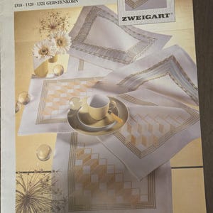 Zweigart Handarbeits-Stoffe Stik-Idee 1318 1320 1321 Gerstenkorn Huck Dépliant in stoffa con apertura pieghevole