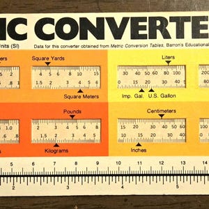 Metrische omzetter rekenliniaal 1976 Barron's Educational Series Inc Kartonconstructie tweedehands en gebruikt International System of Units (SI)