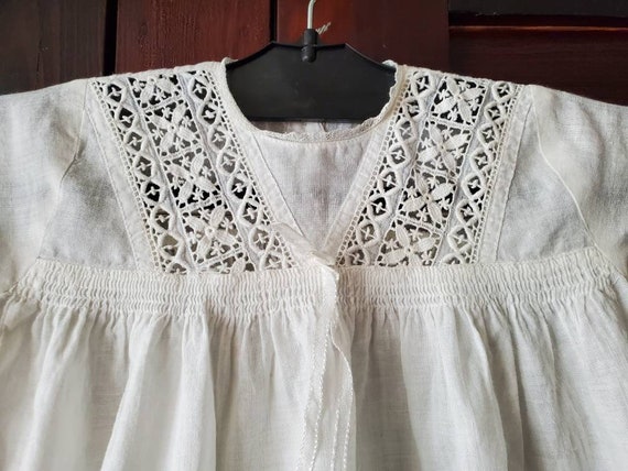 Infant Gown White Cotton or Linen Lawn Fabric Eyelet Lace Yoke | Etsy