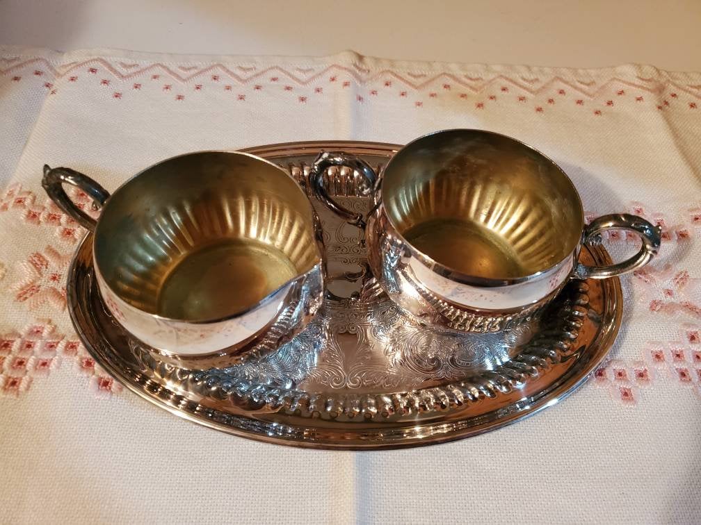 Wm A Rogers Silverplate on Brass Lead Mounts on Handles Cream