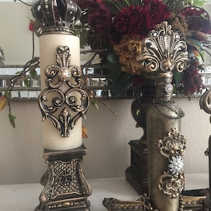 4” x 11” Ivory Candle with Scroll