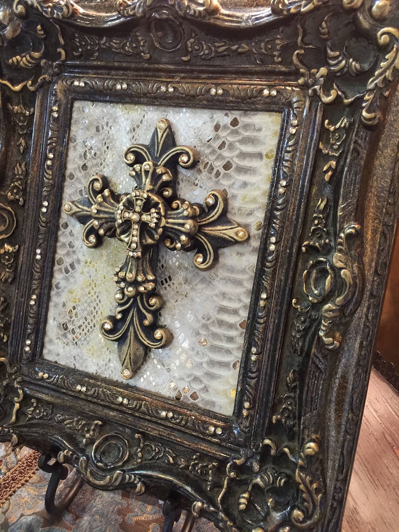 Decorative Embellished Cross with Bling Wall or Tabletop Frame Etsy