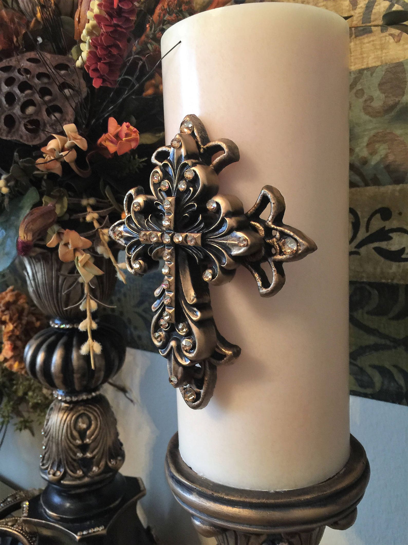 Layered Cross Candle Pin with Bling FREE SHIPPING Etsy