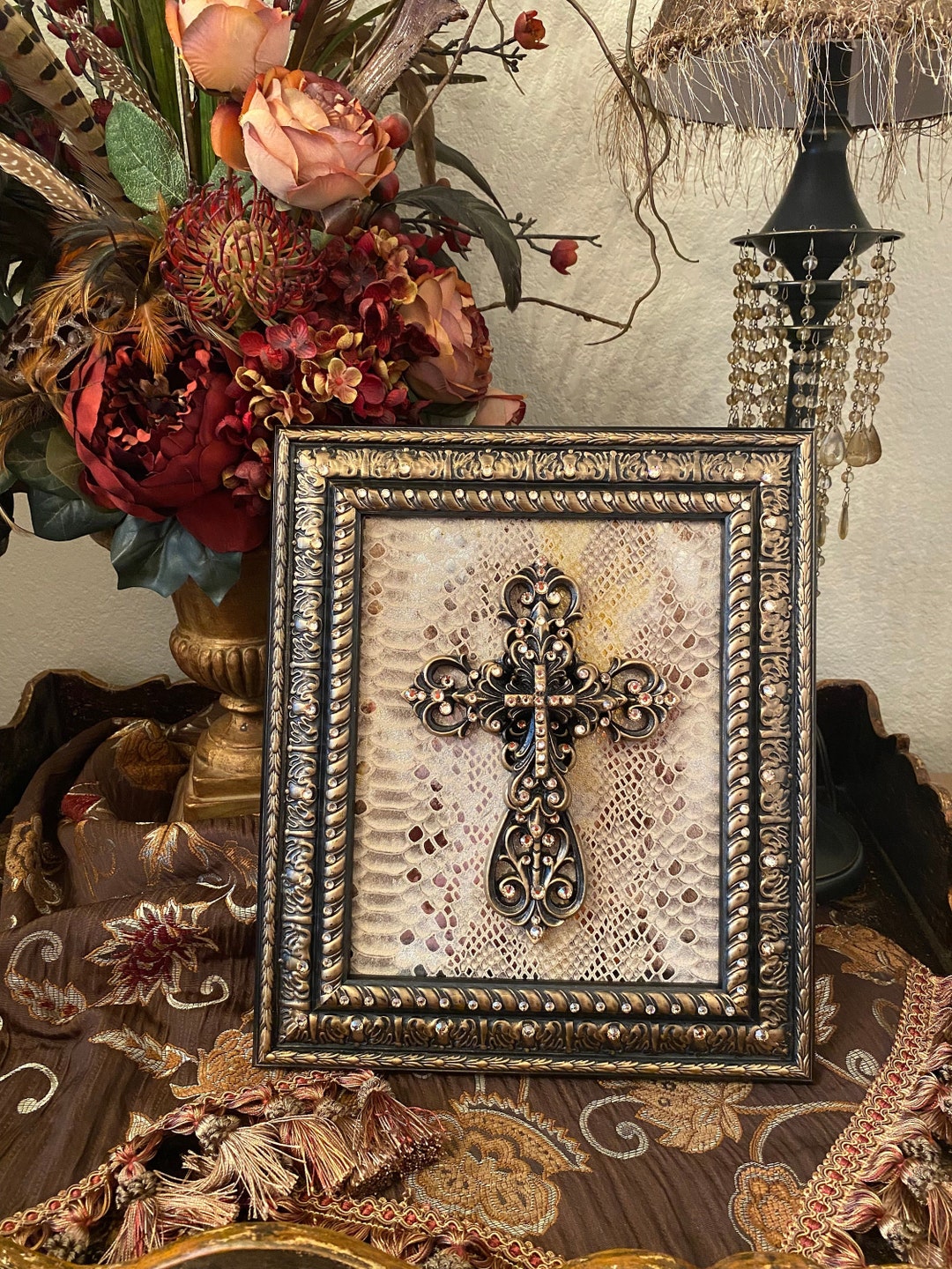 Cross Rose Frame Double Cross Frame - Etsy