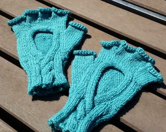 Hand Knitted Half finger gloves, wool fingerless gloves, women's gloves, knitted in Australia