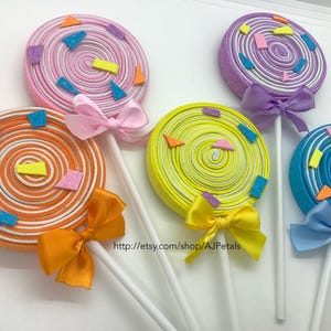 5 Fake Lollipops Decorations/Candy Party Decoration/Candyland Sweet Prop/Lollipop Decorations/Lollipop Ornaments/Fake Candy