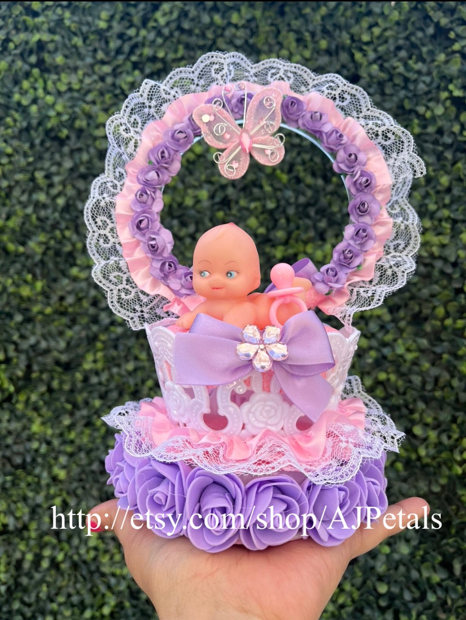 Butterfly baby shower cake topperButterfly diaper cake topperBaby shower centerpiecePink lavender butterfly themeCandy table