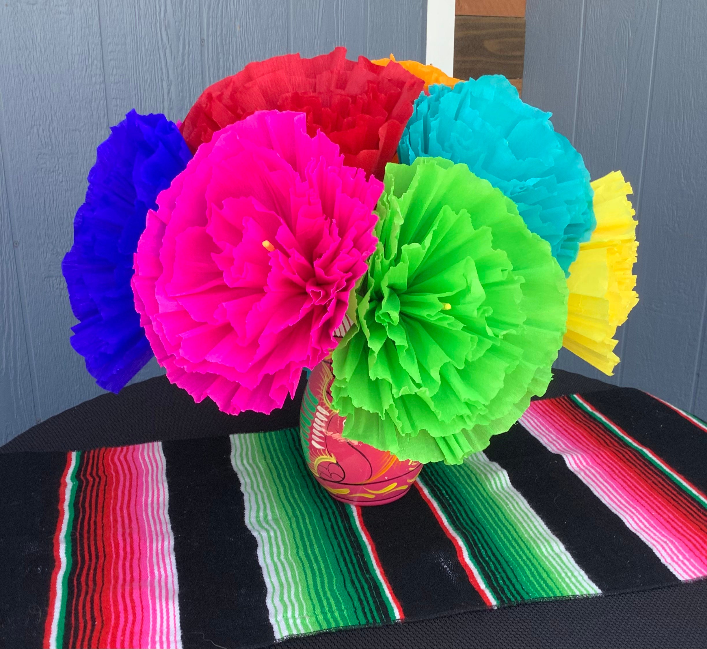 Mexican Crepe Paper Tissue Flowers - Set of 10
