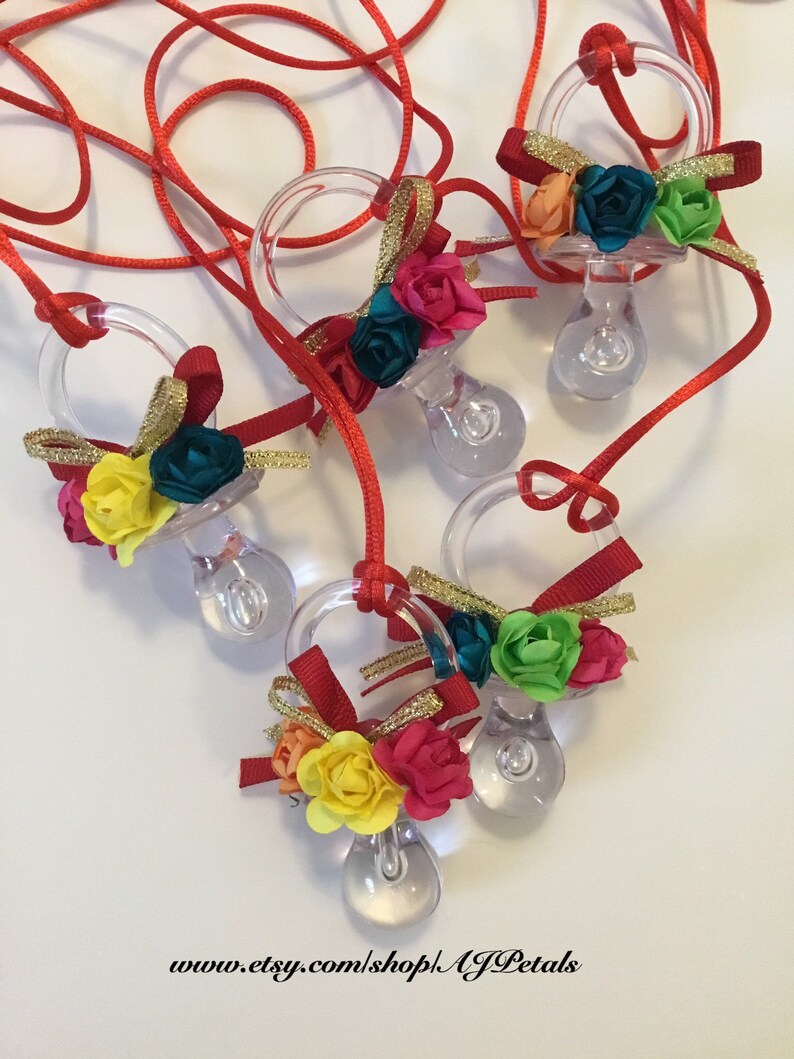 24. Mexican theme baby shower/mexican flower pacifiers/baby Etsy
