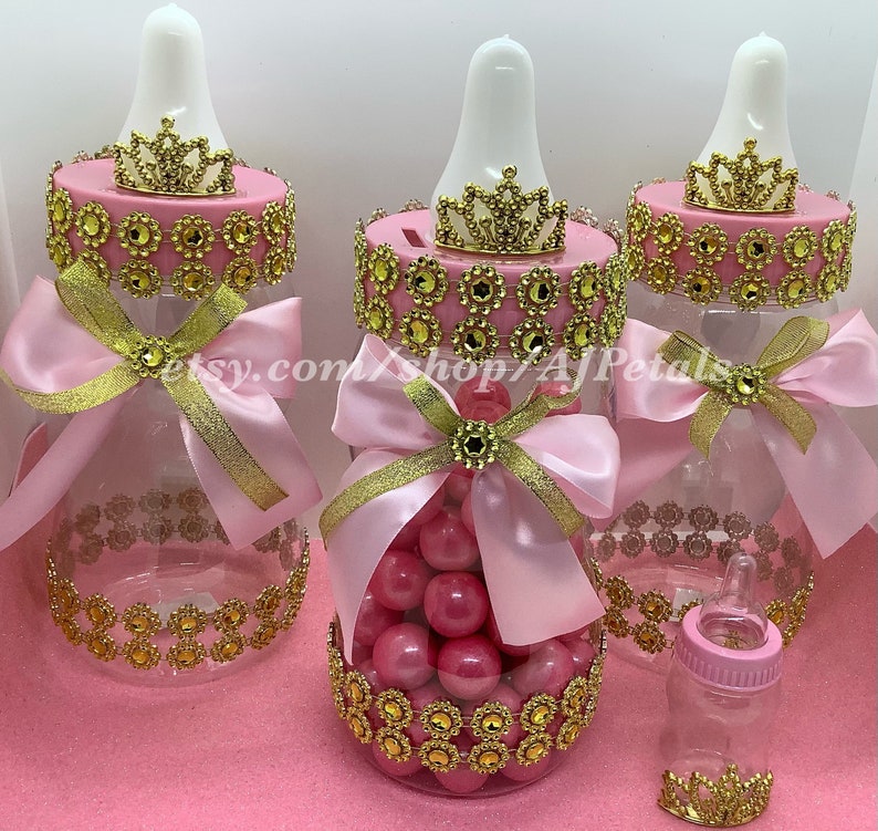 4 Large Royal Princess Baby Bottle Centerpieces/large 11 Baby Etsy