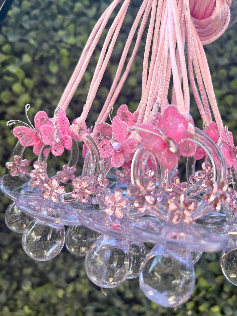 24 Pink Butterfly Game Pacifiersbutterfly Baby Shower Etsy