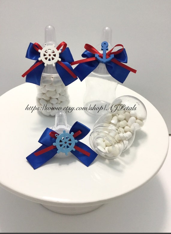 24 Small 4 Nautical Baby Shower Bottles Anchor Bottle Favors Favor