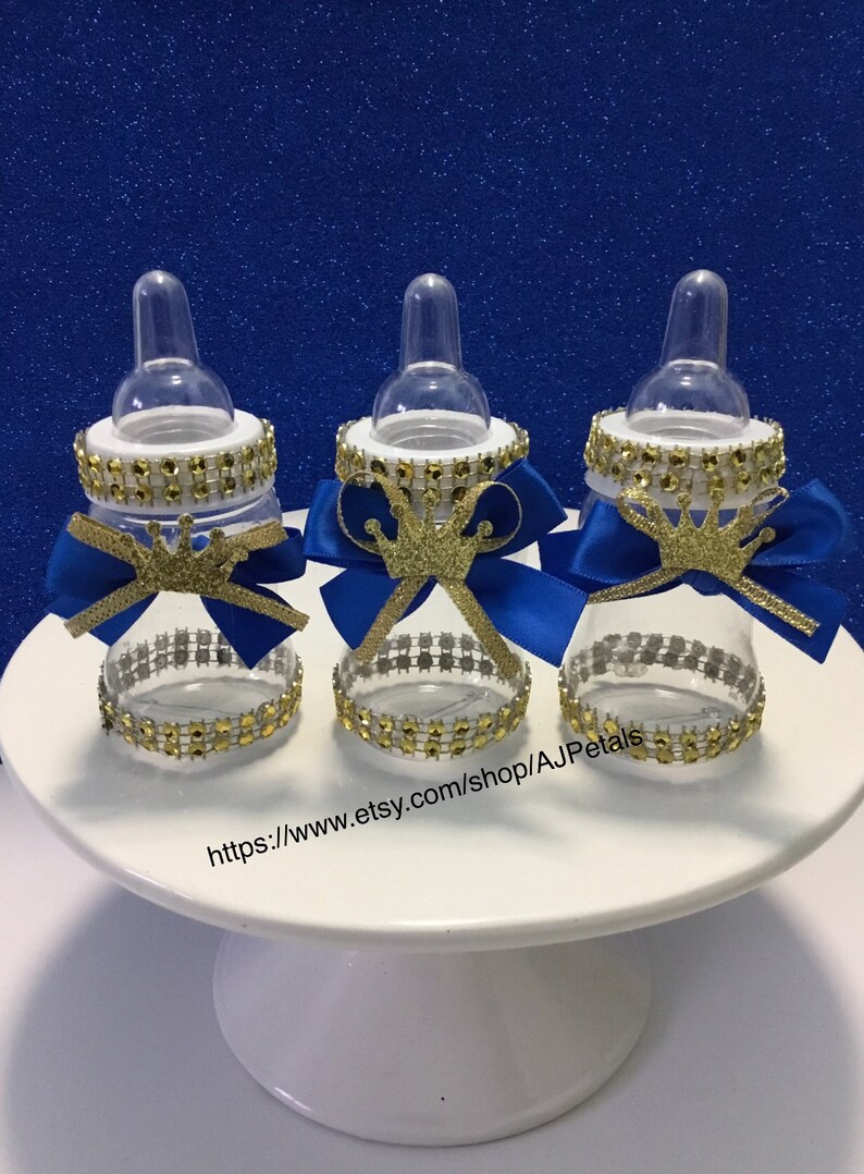 24 Small 4 Royal Blue Baby Shower Favors Little Prince And Gold