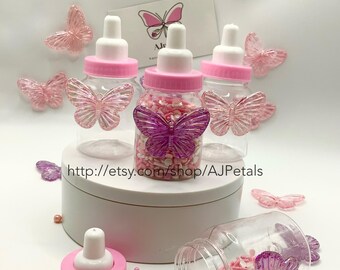 Butterfly Baby Shower Favors: Pink & Lavender Mini Bottles - Set of 24