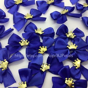 24 Royal Blue Mini Bows For Craft,Satin Ribbon Bows,Small Craft Bows,Baby Shower Decor Bows,Wedding Craft,Invitation Card Bows,Favor making