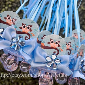 24 Owl Baby Shower Favors/Owl Baby Shower Pacifier/Owl Baby Shower Theme/Baby Shower/Girl Baby Shower/Baby Owl
