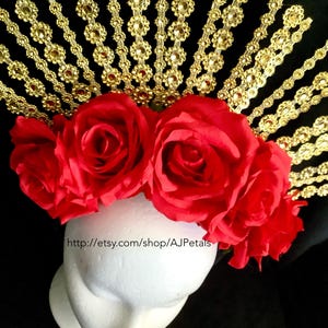 Dia de los muertos rose crown/Brida Crown/Red Rose Crown/Mexican flower crown/Day of the dead crown/Dia de los muertos headpiece