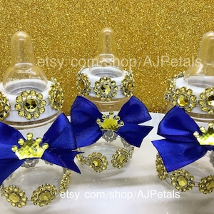 24 Royal baby shower bottles|Royal prince baby shower|Royal blue/gold baby shower|Little prince birthday favors|Royal baby shower favors