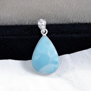 Larimar Gemstone Pendant 925 Sterling Silver Blue Larimar Teardrop Larimar Pendant Larimar Silver Jewelry Handmade Pendant Birthday Gift