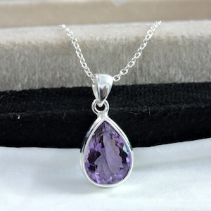 Faceted Amethyst Pendant Necklace: Handmade 925 Sterling Silver Jewelry