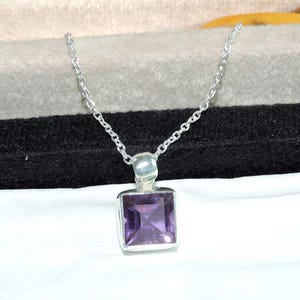 Handmade Faceted Amethyst Pendant: 925 Sterling Silver Necklace