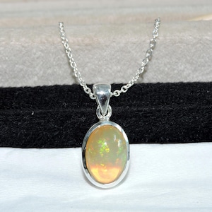 Ethiopian Opal Pendant, 925 Sterling Silver, Ethiopian Welo Opal Gemstone Necklace, Handmade Design Pendant, Natural Gemstone Jewelry