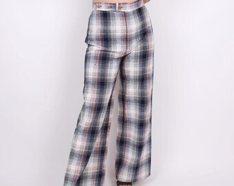 vintage 70’s wide leg plaid pants 29”