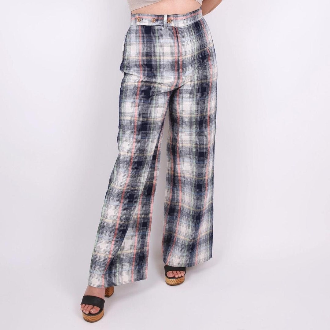 American Retro Plaid Wide Leg