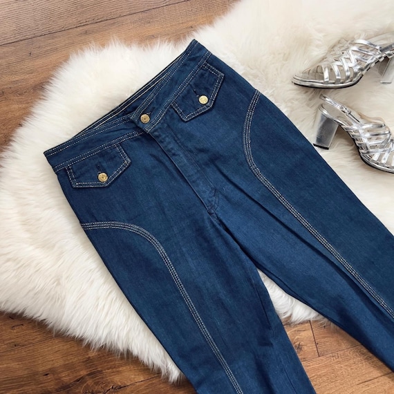 vintage 70's faded glory metallic disco jeans - image 4