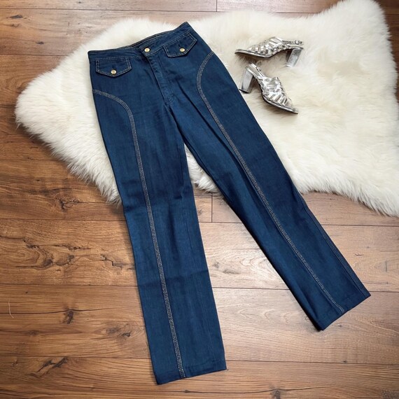 vintage 70's faded glory metallic disco jeans - image 3
