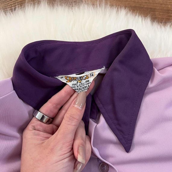 vintage 70’s purple dagger collar blouse - image 5