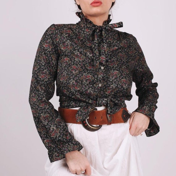 vintage 70’s paisley prairie blouse - image 3