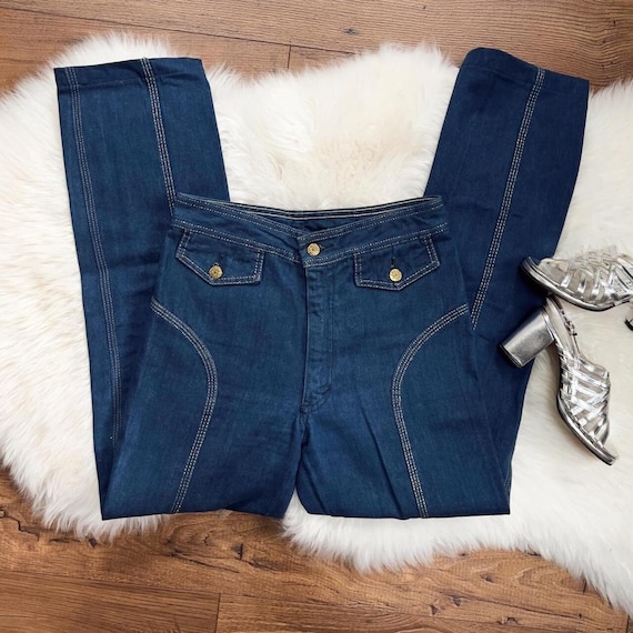 vintage 70's faded glory metallic disco jeans - image 1