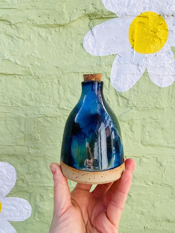 Handmade Ceramic Bud Vase / bottle  – galaxy Glaze - speckled Stoneware clay