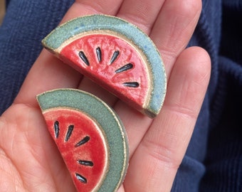 Ceramic watermelon brooch - charity fundraiser