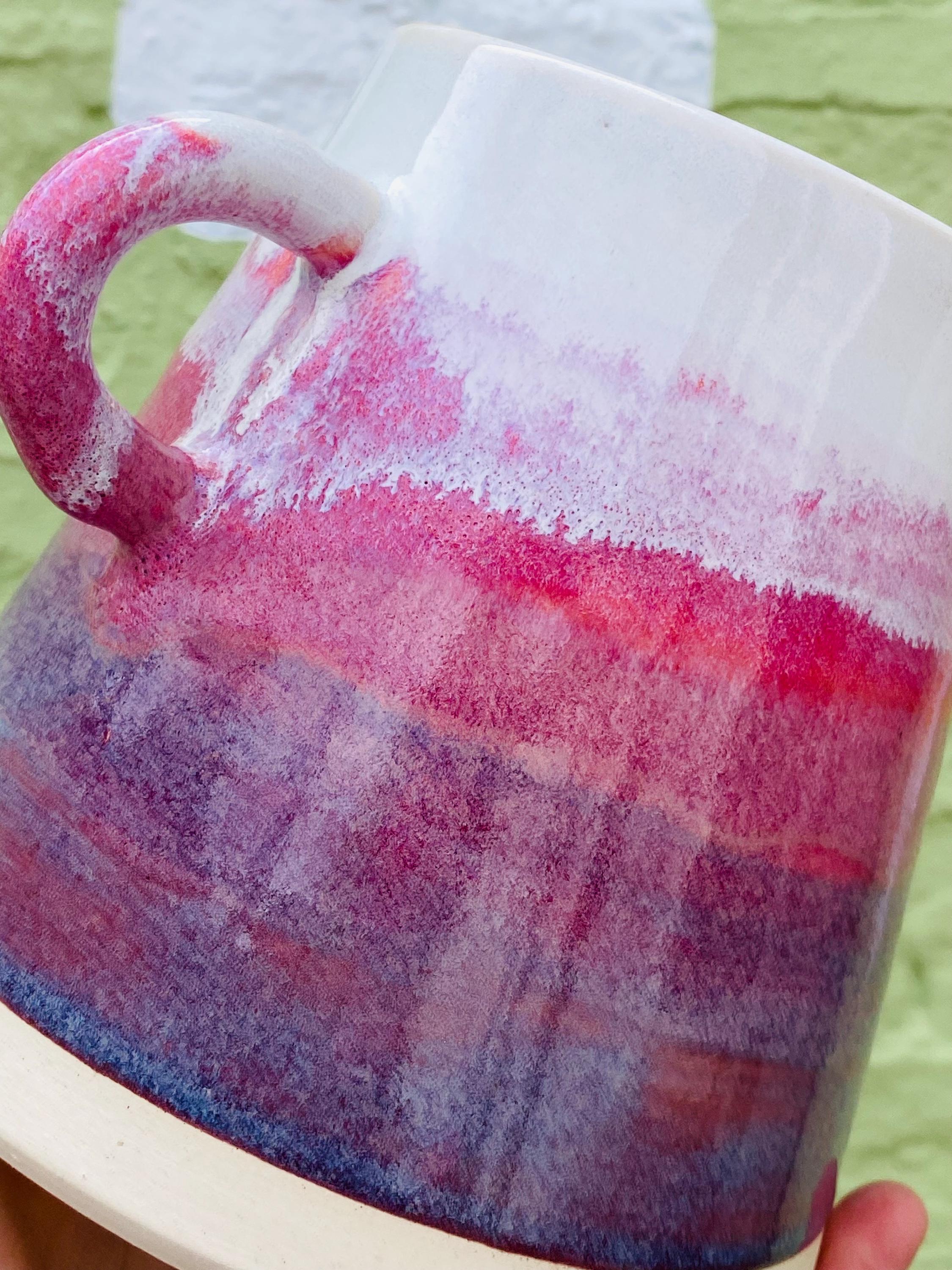 Ceramic Raspberry Handmade Ceramic Vase: Raspberry Pink Reactive Glaze, White Stoneware ...