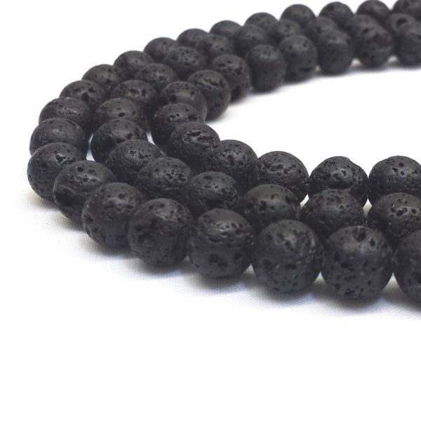 Lava Beads, 8mm Lava Beads, 8mm Beads, 8mm Gemstone Beads, Lava Rock, Natural stone, Mala beads, Black Lava Stone Black Lava Beads 6mm Beads